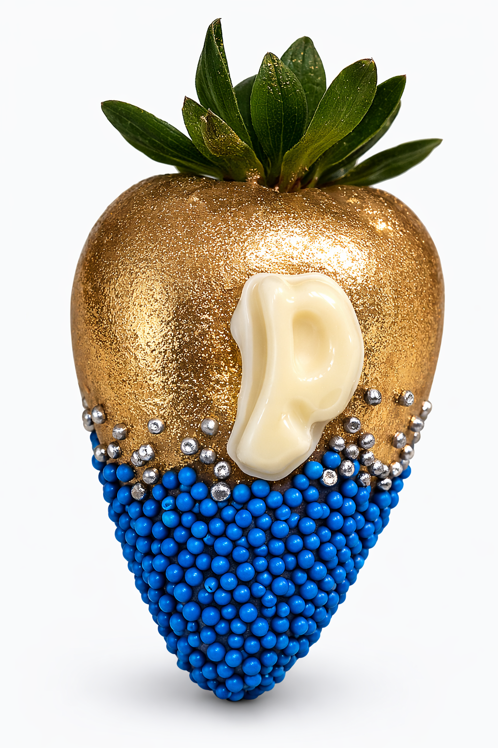 Fraise chocolat blanc logo doré